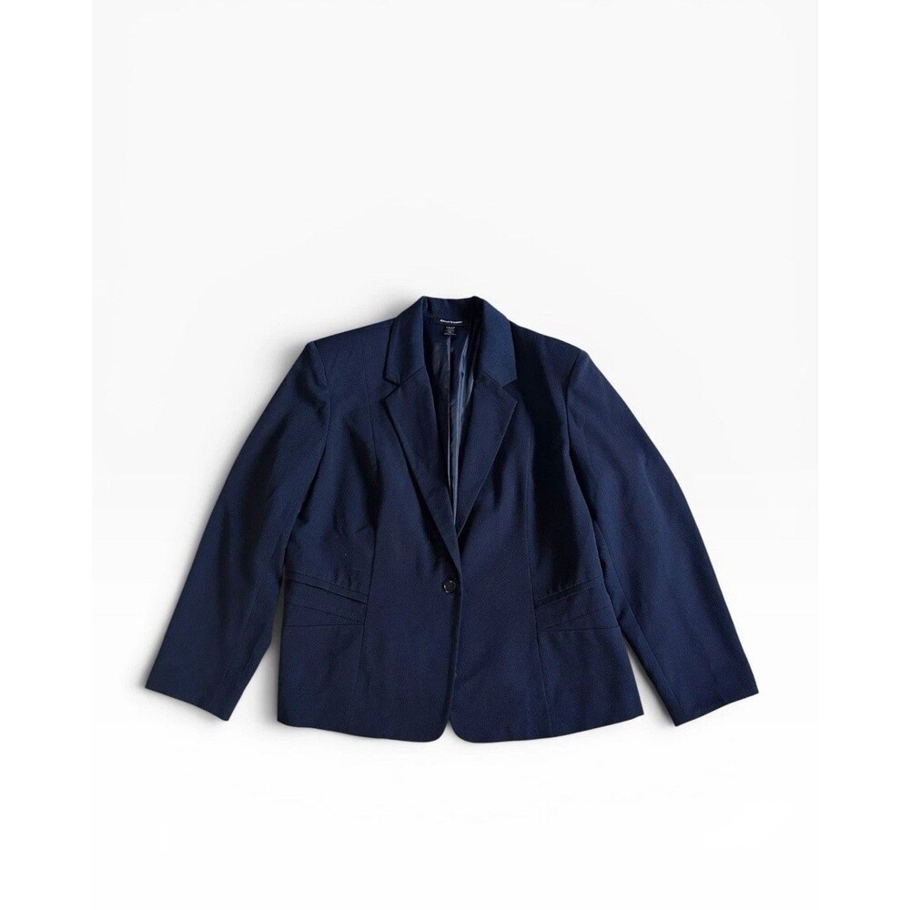 Ashley Stewart Blazer Women's 18W Navy Blue Office Academia Single Button Jacket